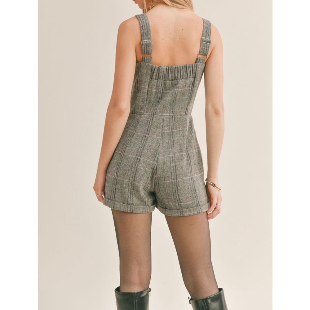 NWOT Sage The Label League of Her Own Herringbone Romper Brown Sleeveless Small - Picture 2 of 10